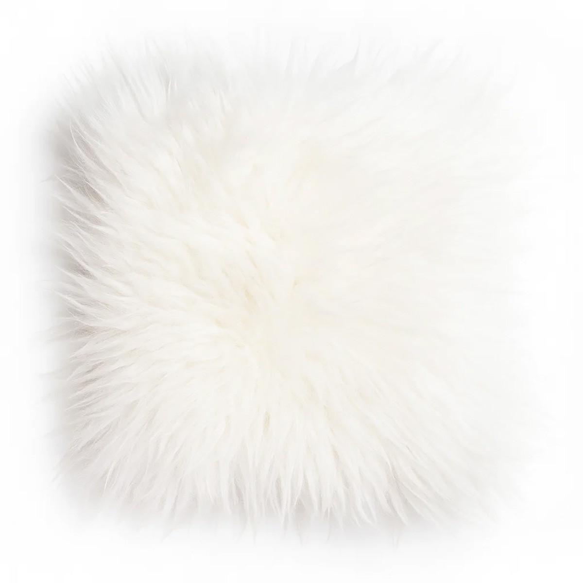 SITZKISSEN Stuhlauflage aus echtem Schaffell, Natur, Leinenstoff, 40 cm - Weiß, Fell (40/40cm) - Provellus
