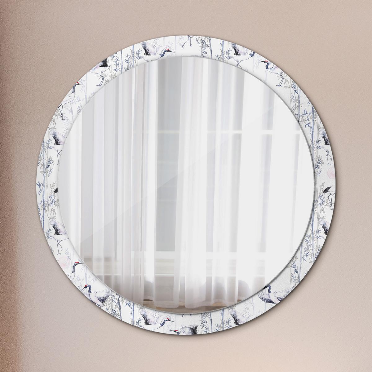 SPIEGEL Rund Ø 100 cm mit Aufdruck - Blau/Weiß, Glas (100/100/0.4cm) - Wallfluent