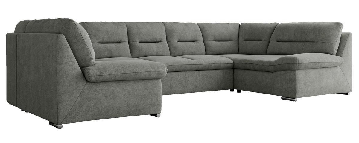 WOHNLANDSCHAFT COMODO U Grau Struktur - Silberfarben/Grau, Textil/Metall (340/93/206cm) - MKS