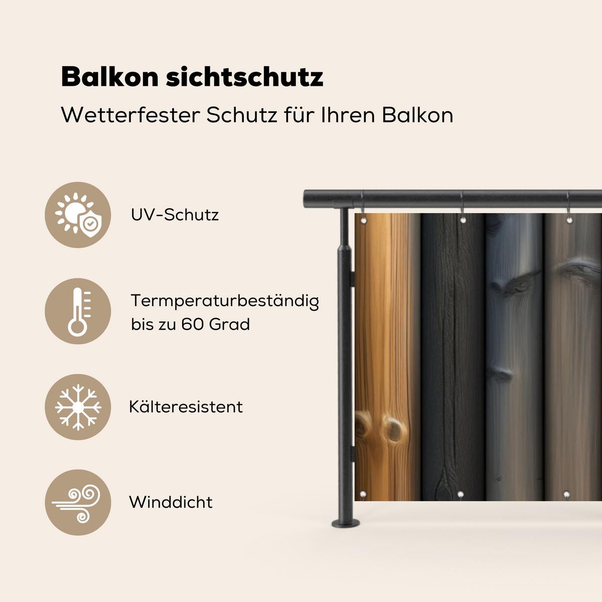 BALKON-SICHTSCHUTZ Holz - Dielen - Gemischt Deko XXL 500x120 cm - Teakfarben, Kunststoff (500/120cm) - MuchoWow