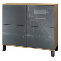 KOMMODE Rova Grau Hochglanz - Grau, Holzwerkstoff (92.5/84.5/35cm) - Vladon