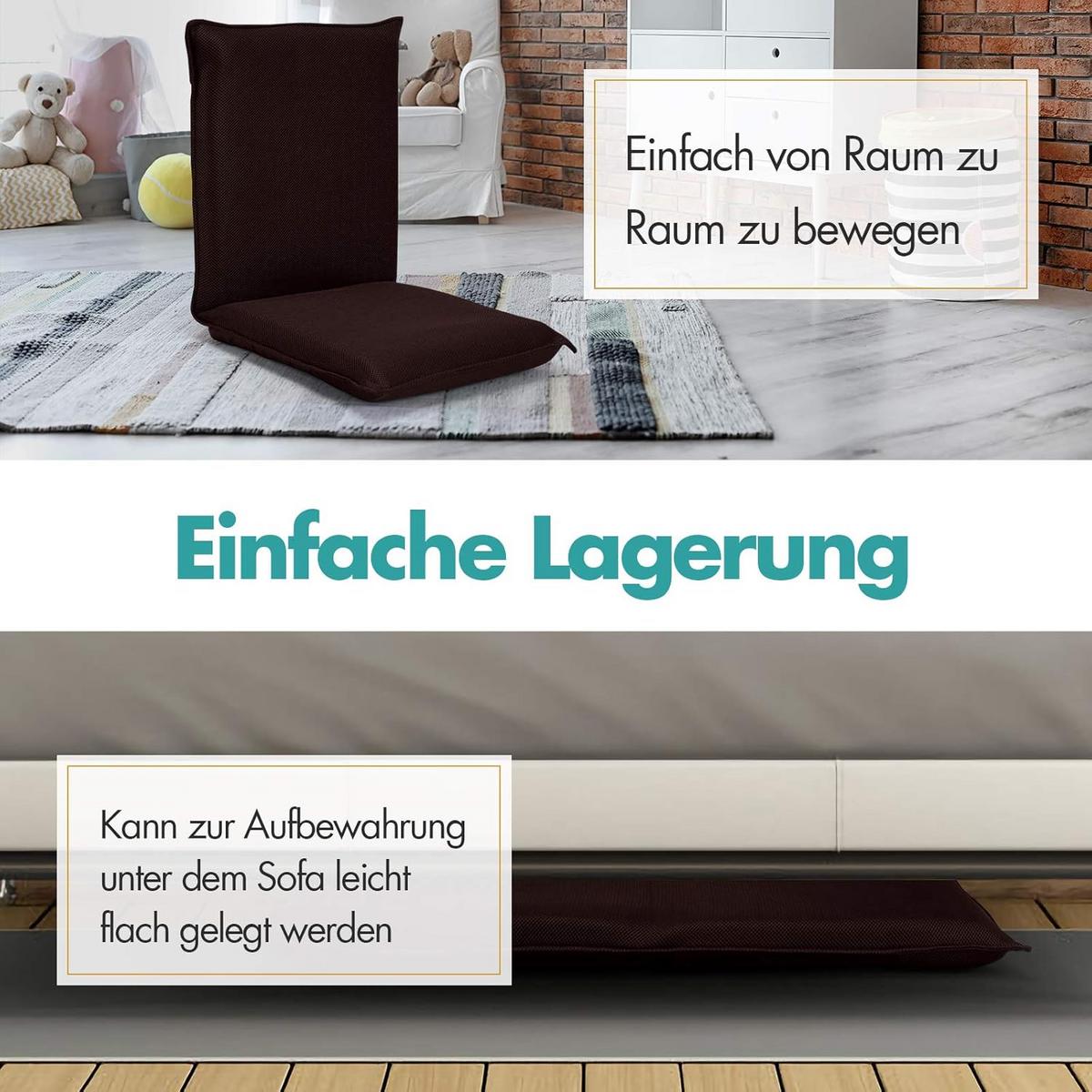 BODENSTUHL Bodensessel Braun - Braun, Textil (47/53/44cm) - COSTWAY