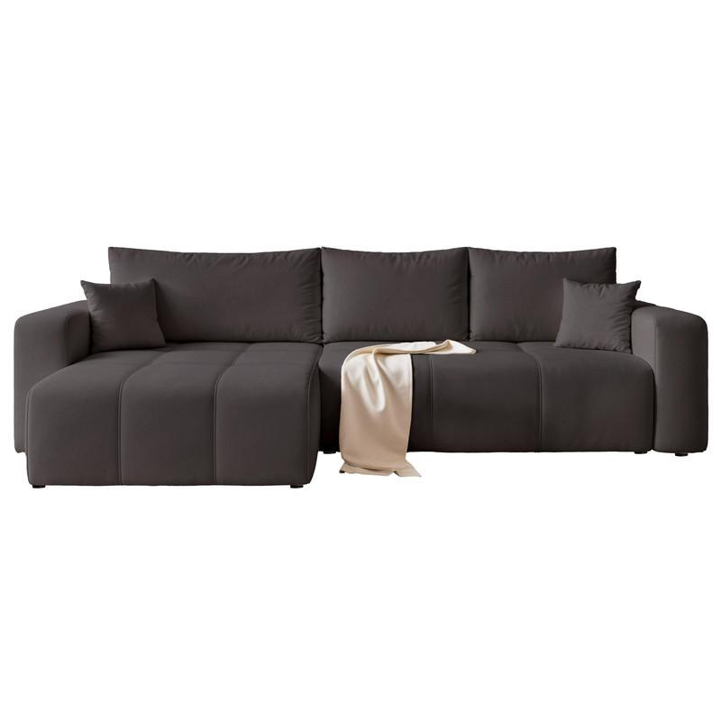 ECKSOFA PEDRO mit Schlaffunktion und Bettkasten Anthrazit - Schwarz, Holzwerkstoff/Textil (278/145cm) - Idohome