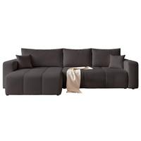 ECKSOFA PEDRO mit Schlaffunktion und Bettkasten Anthrazit - Schwarz, Holzwerkstoff/Textil (278/145cm) - Idohome