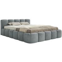 POLSTERBETT Cloudy Low Grau Samt, 120x200 cm - Schwarz/Grau, Kunststoff/Textil (120/200cm) - Selsey