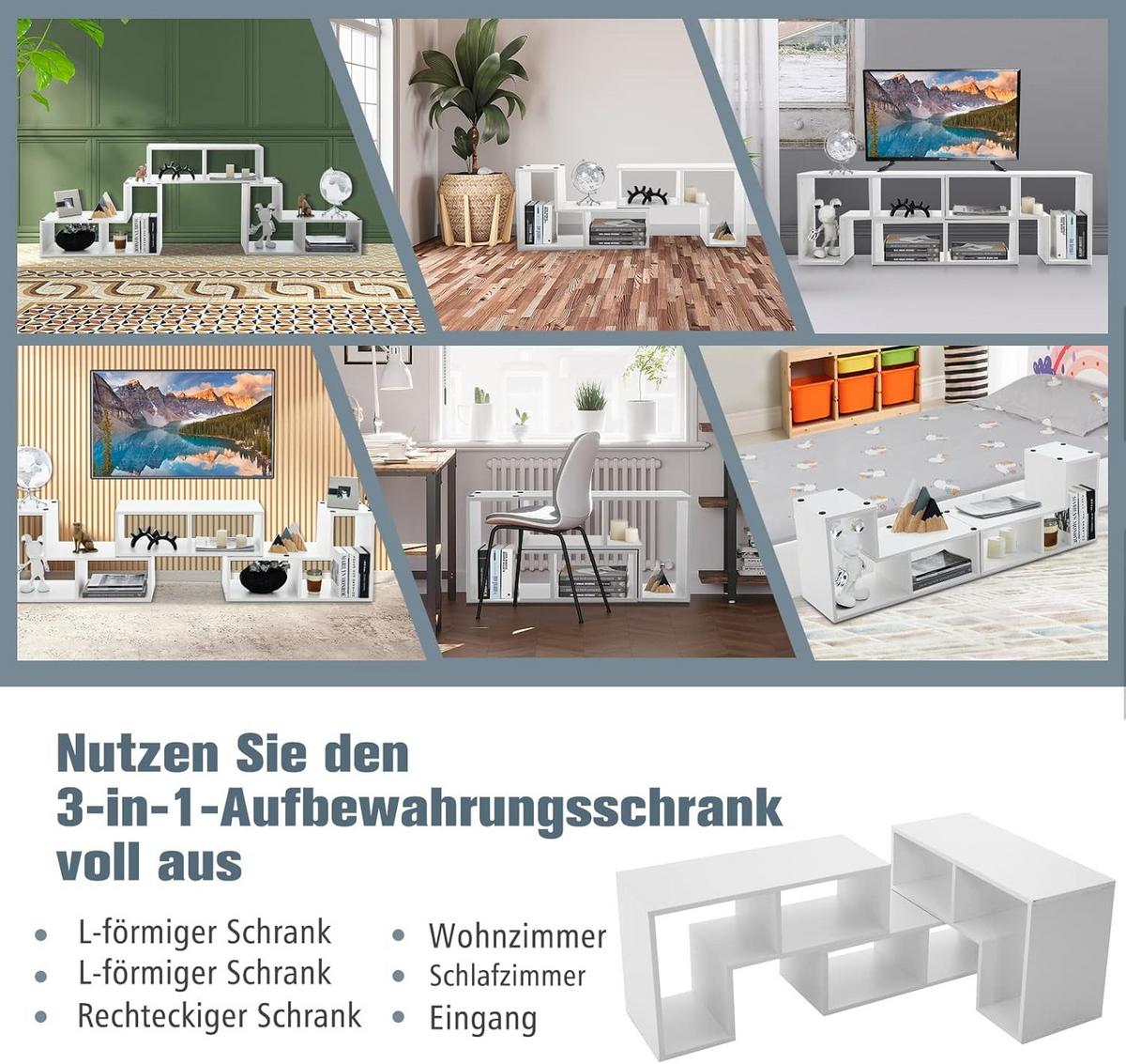 FERNSEHSCHRANK Holz Weiß - Weiß, Holz (180/43/30cm) - COSTWAY