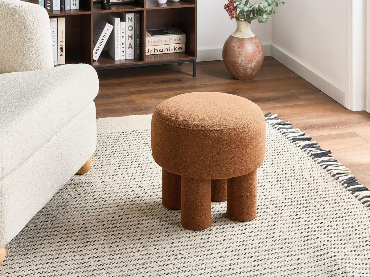 HOCKER Bouclé Orange Canby - Orange, Textil (43/38/43cm) - Beliani