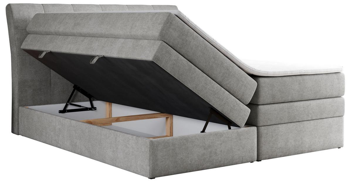 BOXSPRINGBETT GOLD-10 KING 120/200 Hellgrau Struktur - H4 - Hellgrau, Holz/Textil (120/200cm) - MKS