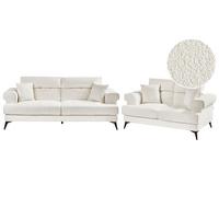 SOFA-SET 5-Sitzer Bouclé Weiß Skive - Schwarz/Weiß, Textil (214/88/85cm) - Beliani