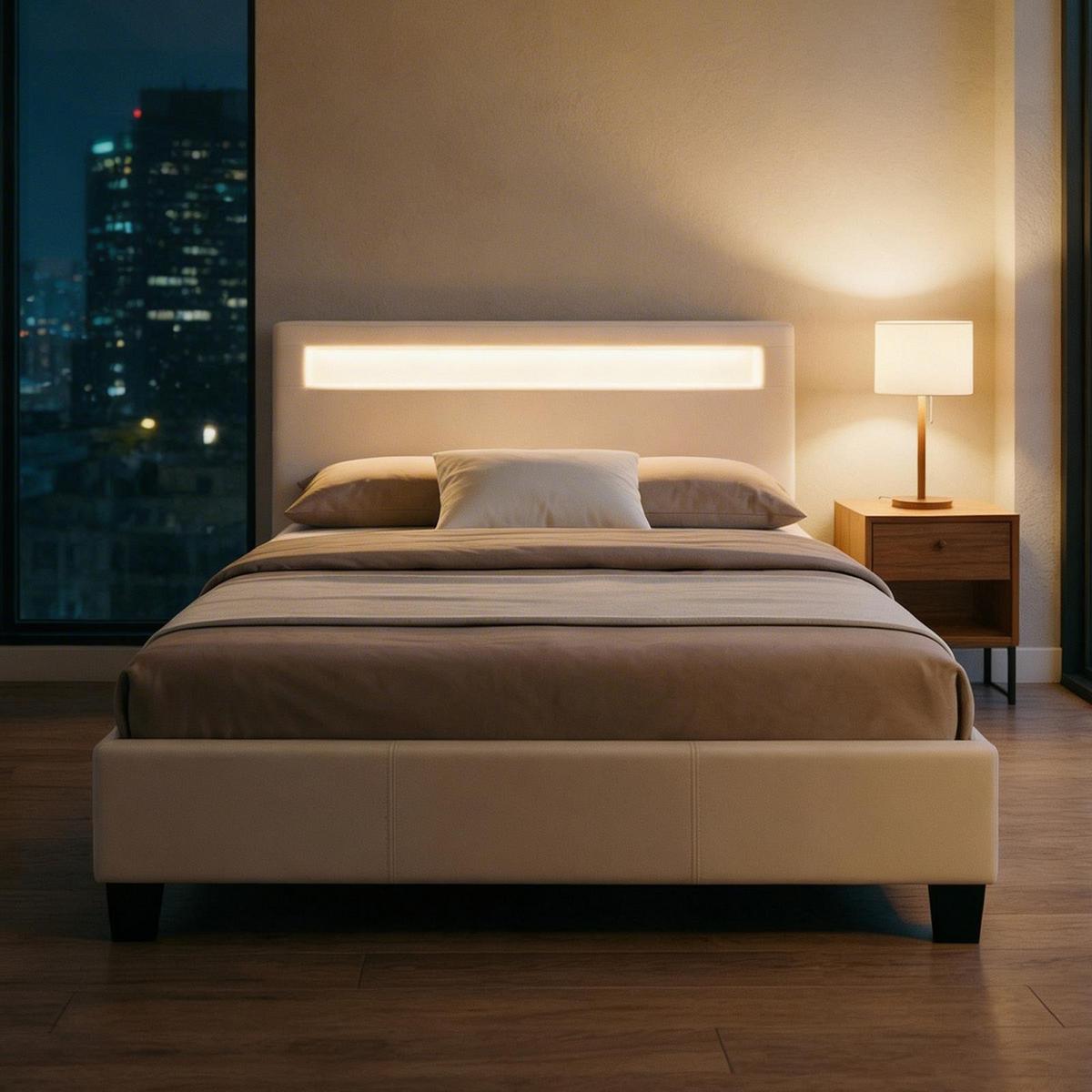 POLSTERBETT MIT LED MIRASOL 120X200 CM - Weiß, Textil (120/200cm) - CARO-Möbel