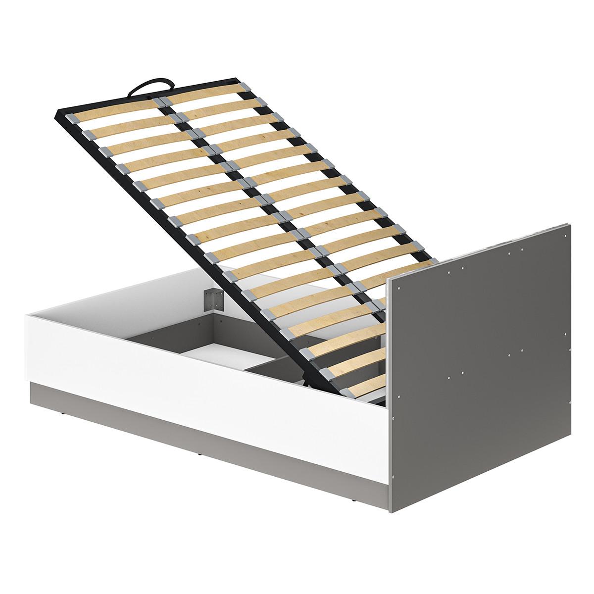 BOXBETT 120/200 Luor Weiß und Grau - Weiß, Holzwerkstoff (120/200cm) - Petits-meubles