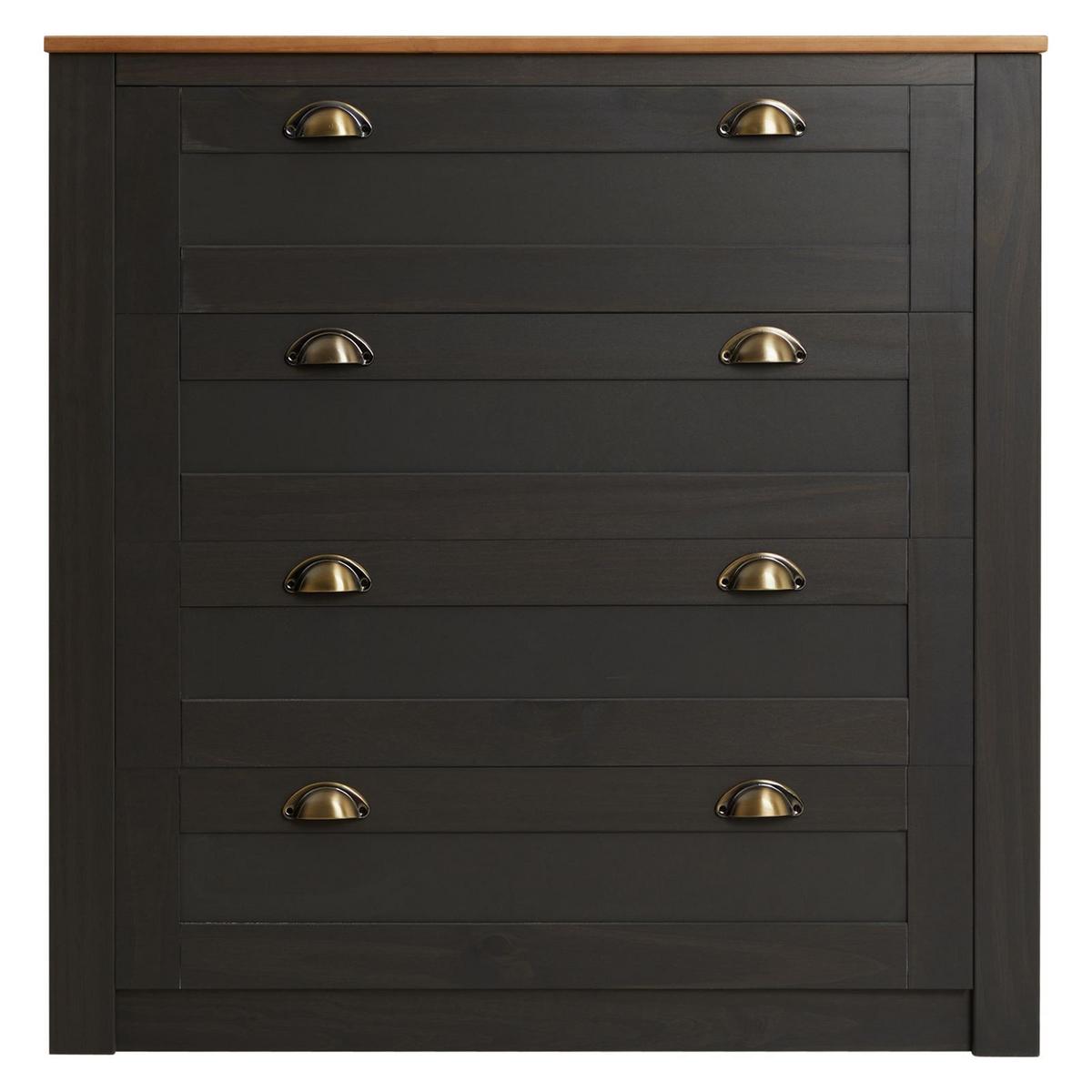 KOMMODE BOLTON anthrazit/braun - Anthrazit/Braun, Holz (91/93/40cm) - IDIMEX