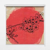 INNENROLLO - Fensterrollo - Rollo - 60x40 cm - Blumen in einem roten Kreis - Braun, Kunststoff (60/140/0.5cm) - TULUP