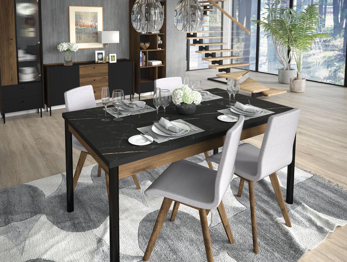 ESSTISCH KREON Ausziehbar 160 - 240 / 90 x 77 cm - Schwarz/Braun, Holz (160/90/77cm) - MASSENO