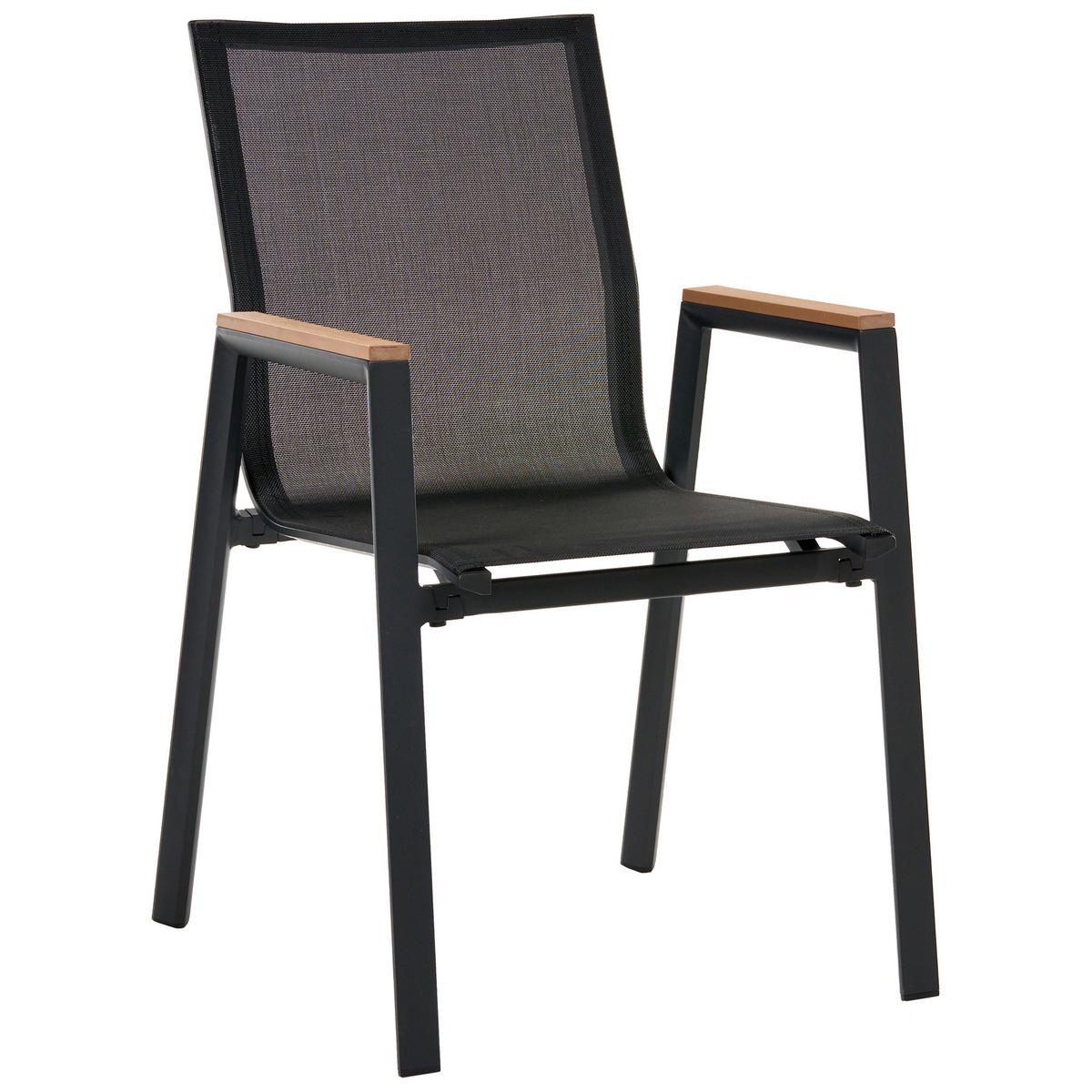 GARTENMÖBEL-SET 4-Sitzer Schwarz Metall Tiano - Braun, Kunststoff - Beliani