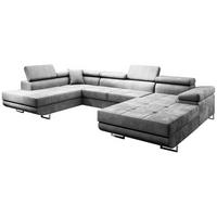 WOHNLANDSCHAFT Vild mit verstellbaren Kopfstützen, Hellgrau, links - Chromfarben/Hellgrau, Textil (350/90/205cm) - Beautysofa