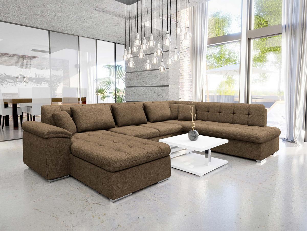 WOHNLANDSCHAFT Niko Bis, Seite: Links - Nussbaumfarben, Holz/Textil (348/76/205cm) - MIRJAN24