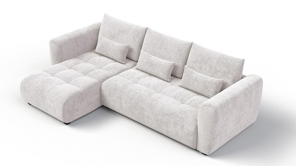 ECKSOFA SORENO 4-Sitzer, ecru - Ecru/Schwarz, Holz/Textil (293/171cm) - Wozimo