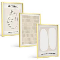 BILDER SET 3er Set - 40x60 cm Goldrahmen - Linien, Formen, Beige, Weiß - Goldfarben, Kunststoff (40/60cm) - TULUP