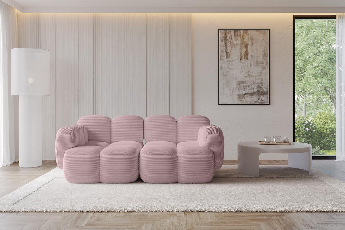 2-SITZER modulares Sofa Miko-S1 214x118x75 cm Rosa Cord - Schwarz/Rosa, Holzwerkstoff/Kunststoff (214/75/118cm) - ALTDECOR