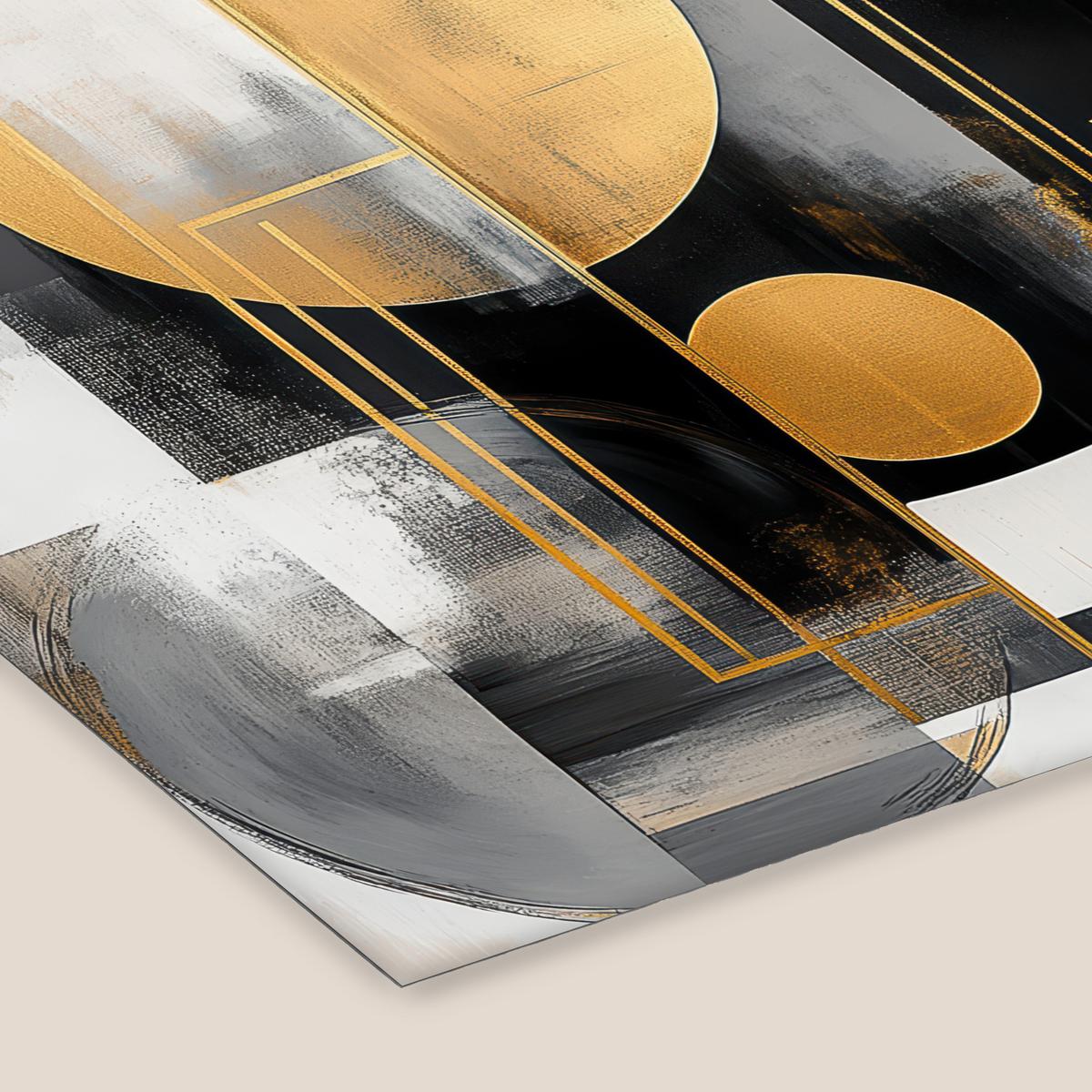 POSTER MIT RAHMENGERAHMTES BILD Abstrakt - Gold - Silber - Formen - Ästhetisch - Modern 40x40 cm - Goldfarben, Papier (40/40cm) - MuchoWow
