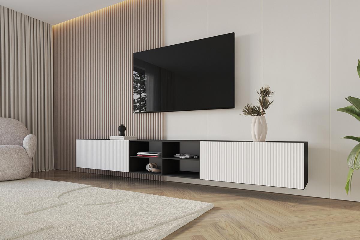 LOWBOARD NOA-2-W 3x100x40x40 cm - Schwarz / Weiß - Weiß, Holzwerkstoff (300/40/40cm) - ALTDECOR