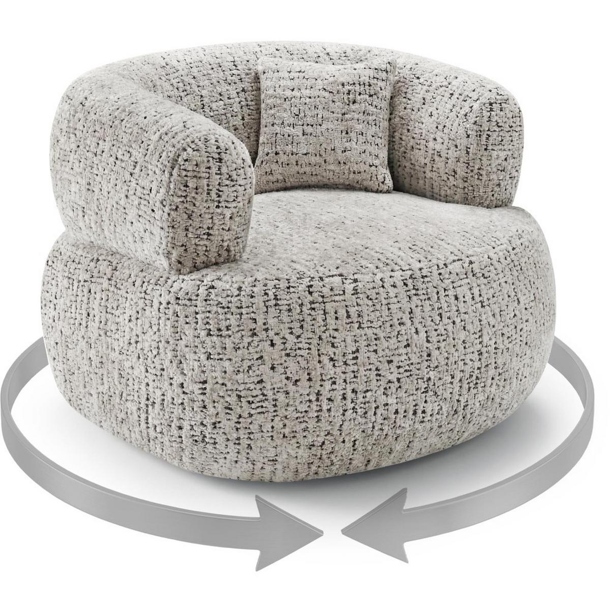 SESSEL Laila, Drehsessel mit runder Form, Beige, Geflecht-Stoff - Beige, Textil (95/75/97cm) - Beautysofa