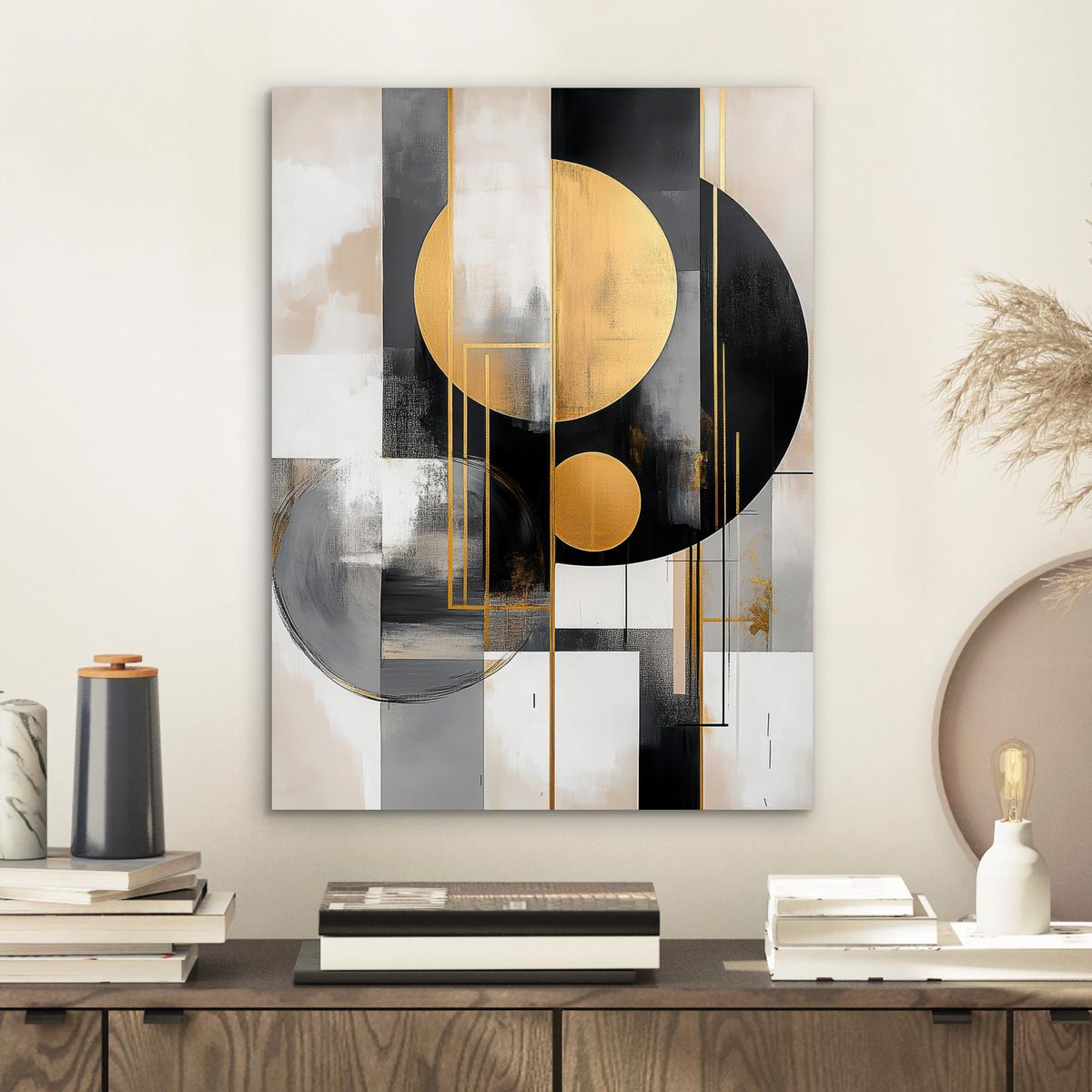 METALLBILD Abstrakt - Gold - Silber - Formen - Ästhetisch - Modern 30x40 cm - Goldfarben, Metall (30/40cm) - MuchoWow
