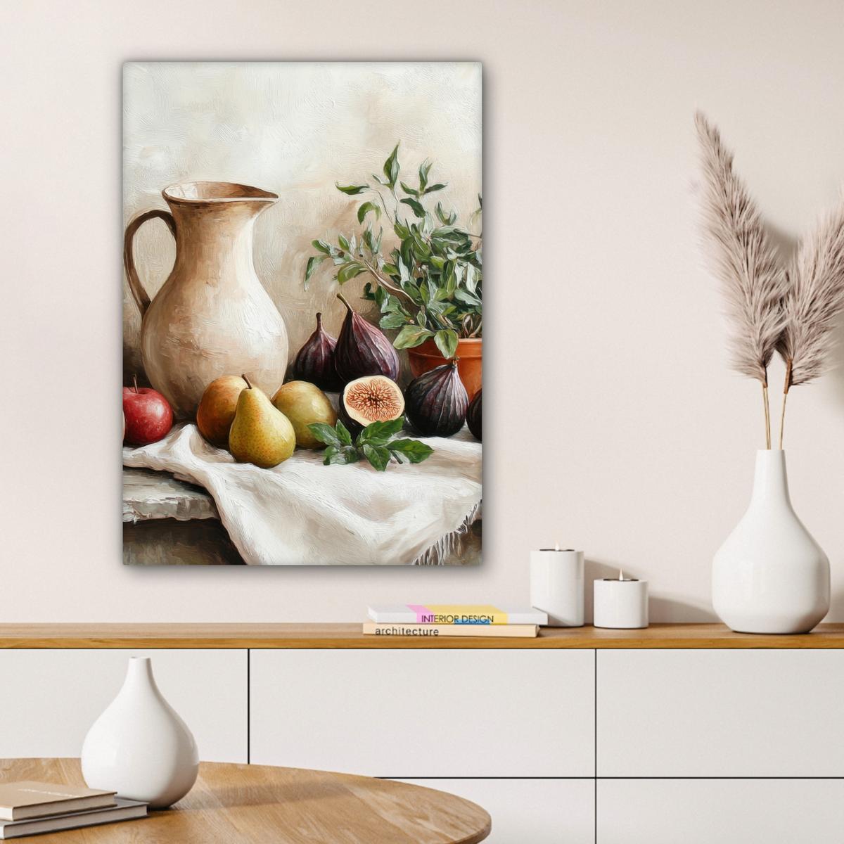 LEINWANDBILD Obst - Kräuter - Ländlich Wandbild Wohnzimmer 60x80 cm - Naturfarben, Textil (60/80cm) - MuchoWow