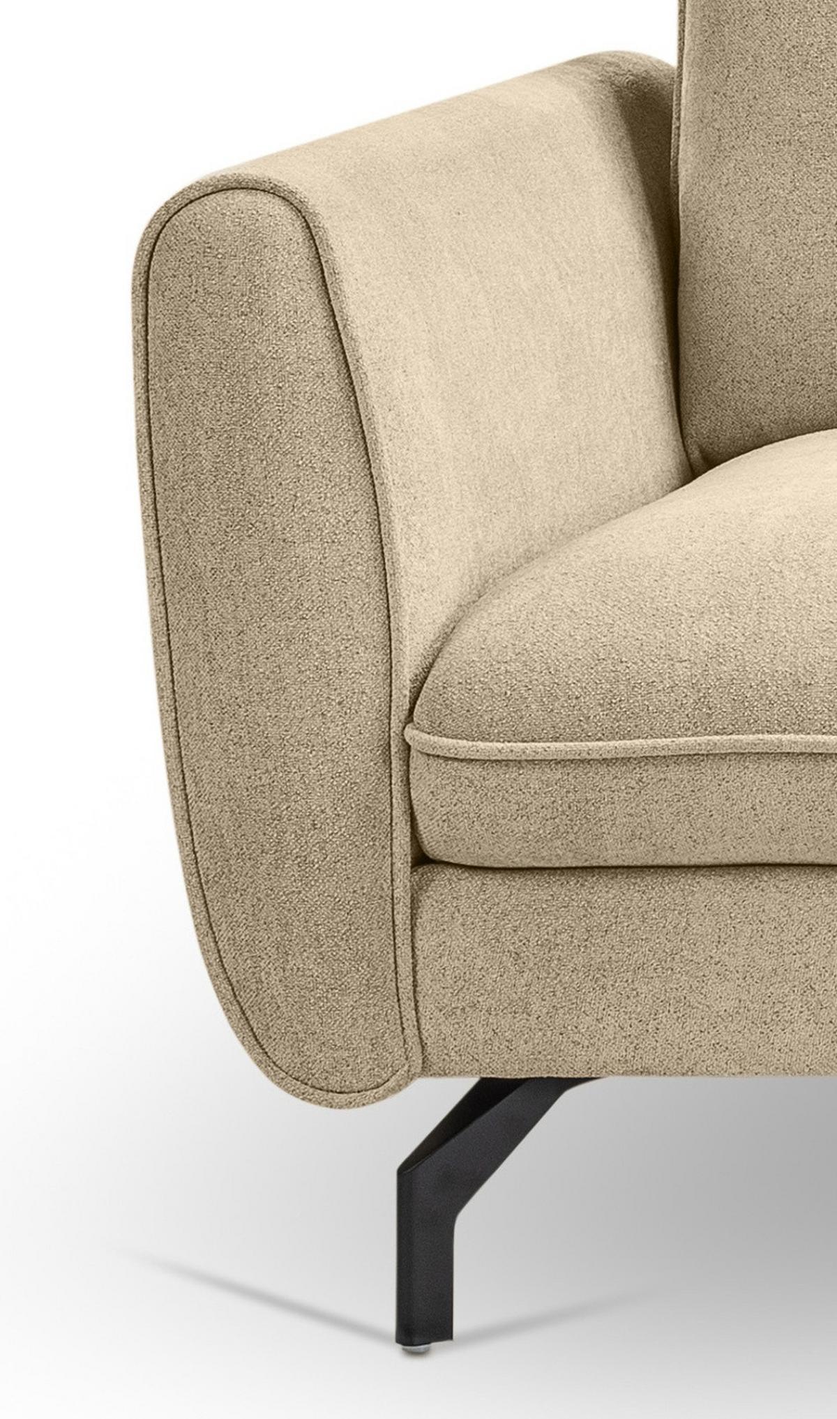 SOFA beige Webstoff 259 x 167 cm, Ecksofa 5-Sitzer, L-Sofa Ottomane rechts - Beige/Schwarz, Holz/Textil (259/167cm) - Inn.Furn