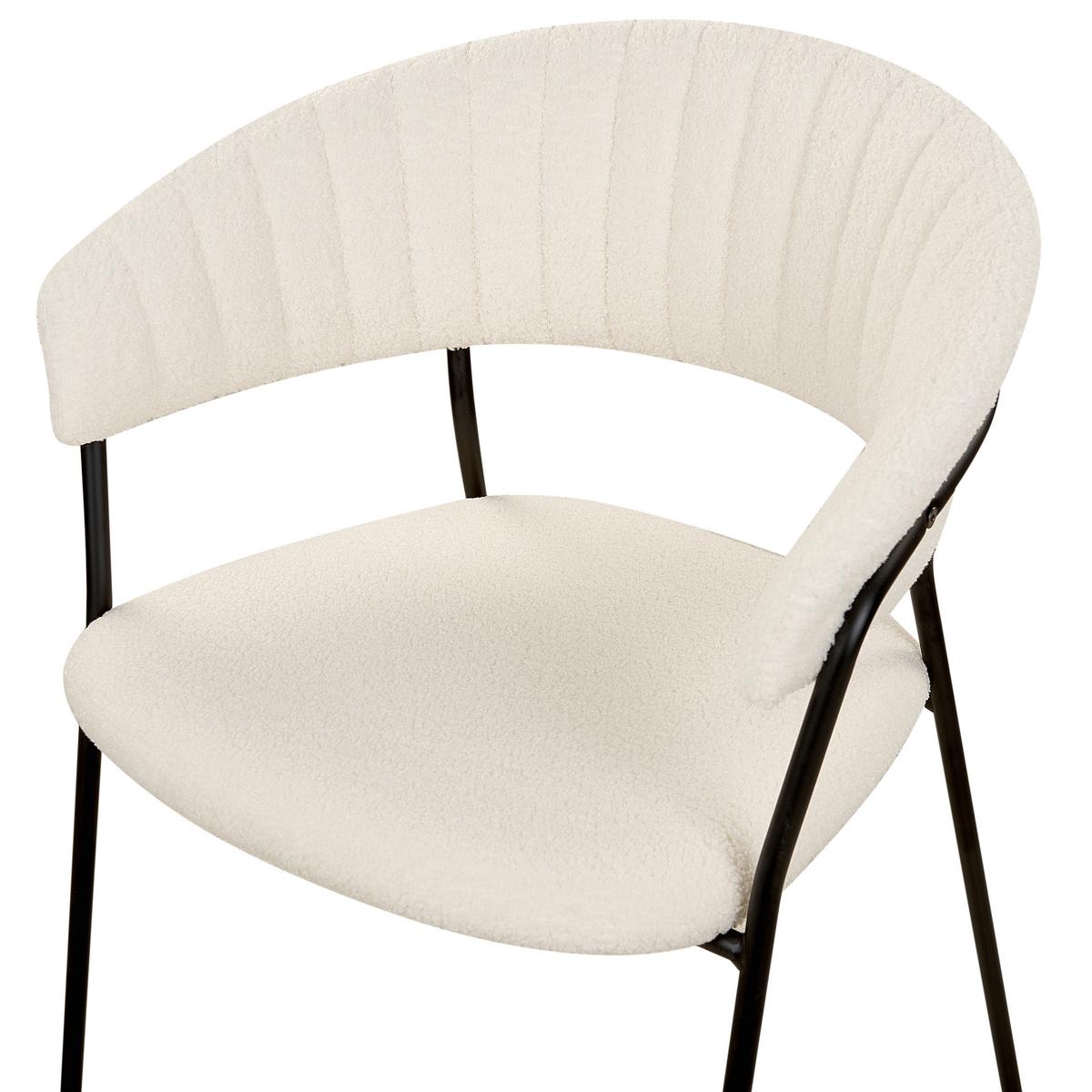 ESSZIMMERSTUHL 2er-Set Bouclé cremeweiß Mariposa - Schwarz/Weiß, Textil (55/78/55cm) - Beliani