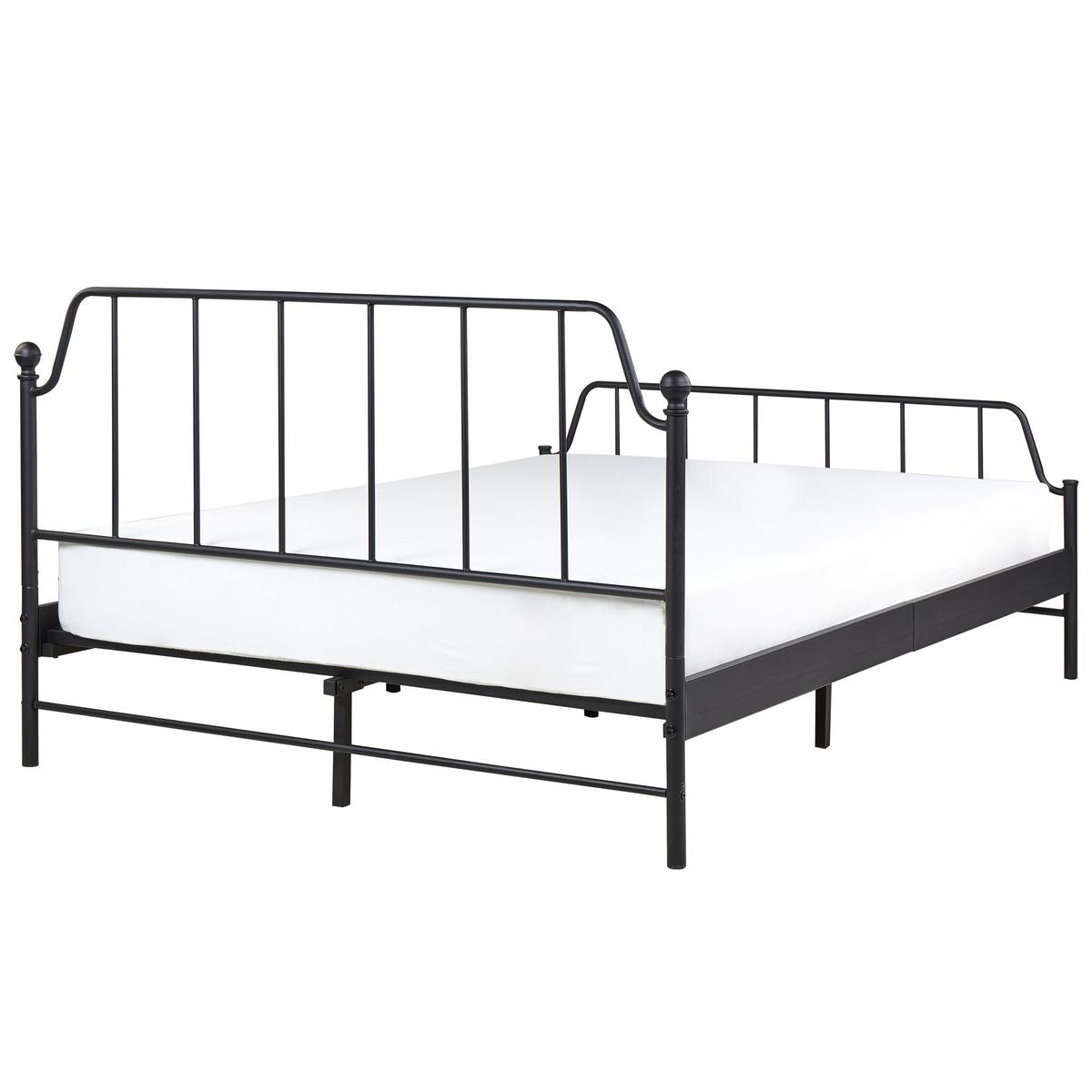 BETT mit Lattenrost 140x200 cm Schwarz Mauressac - Schwarz, Metall (140/200cm) - Beliani