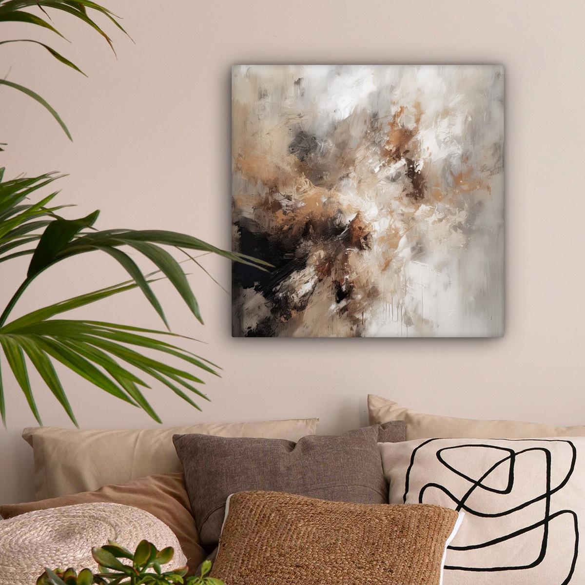 LEINWANDBILD Farbe - Abstrakt - Beige - Kunst Wandbild Wohnzimmer 50x50 cm - Greige, Textil (50/50cm) - MuchoWow