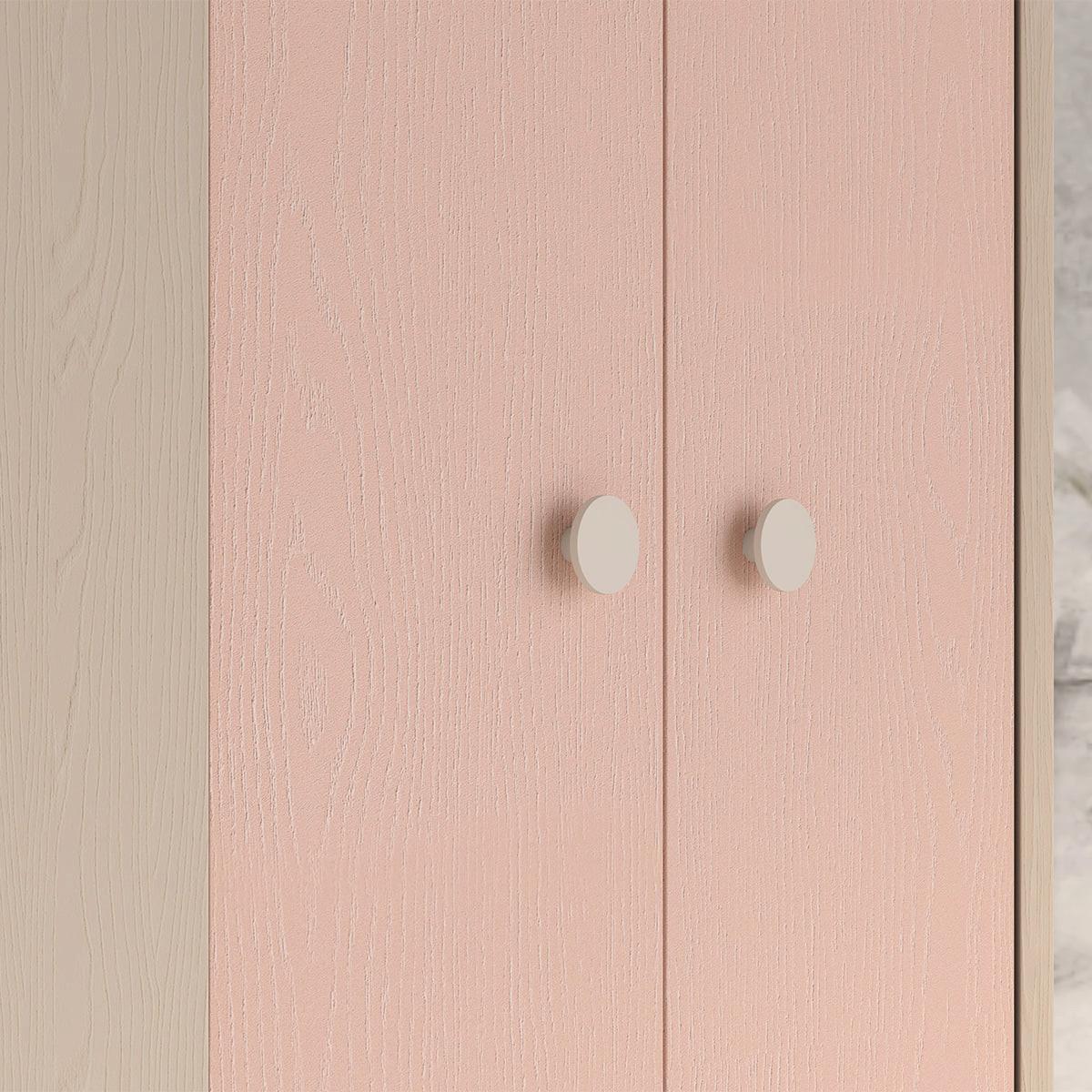 KLEIDERSCHRANK 2 Türen Alycia Beige - Korallenrosa - Holzeffekt - Beige, Holz (80/190/80cm) - Petits-meubles