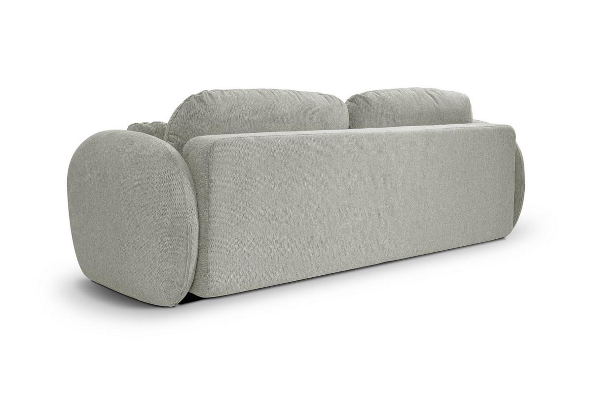 BETTSOFA AMICO Hellgrau Geflochtener Stoff mit Schlaffunktion - Hellgrau, Holz (238/86.5/101cm) - MASSENO