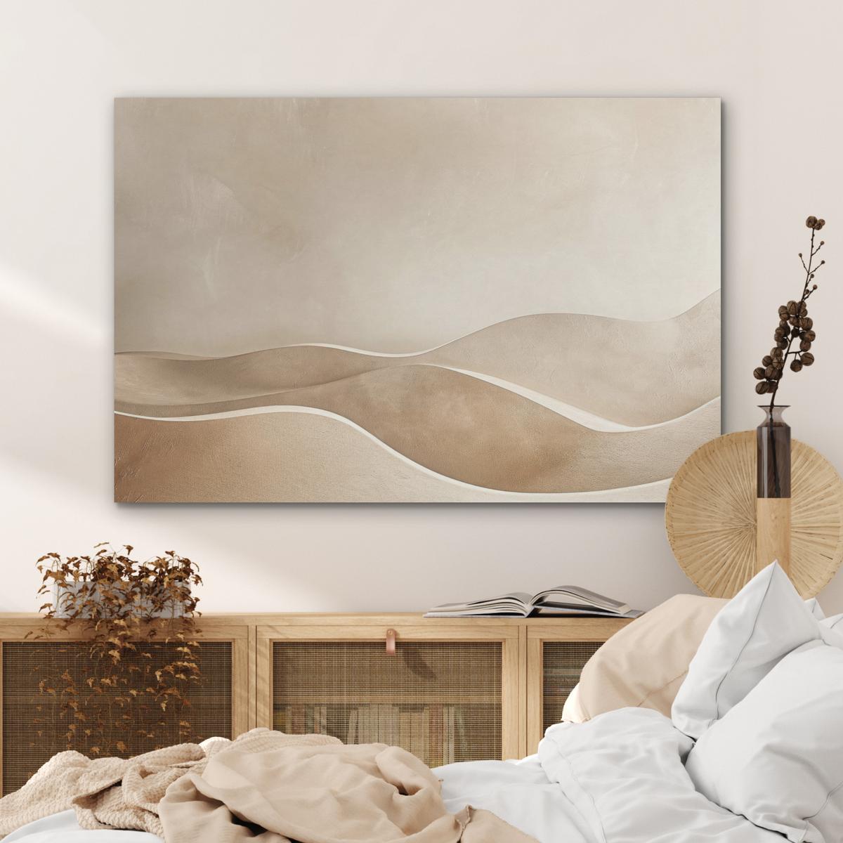 AKUSTIKBILD Beige - Natur - Abstrakt - Modern Wandbild Wohnzimmer 100x70 cm - Beige, Kunststoff (100/70/0.9cm) - MuchoWow