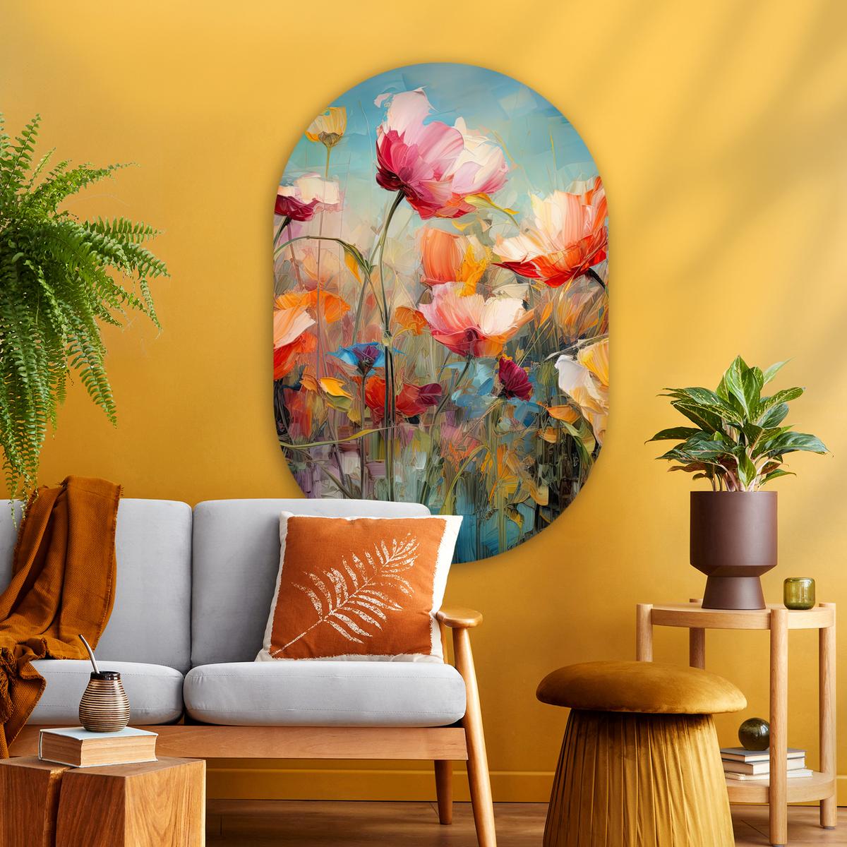 WANDBILD Blumen - Aquarell - Kunst - Botanisch - Natur Deko Groß 80x120 cm - Orange, Kunststoff (80/120cm) - MuchoWow
