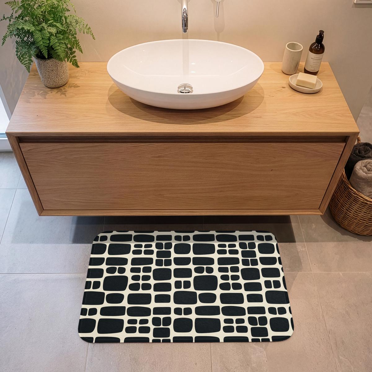 BADEMATTE Modern - Bio - Schwarz 80x50 cm - Anthrazit, Textil (80/50cm) - OnlyWow