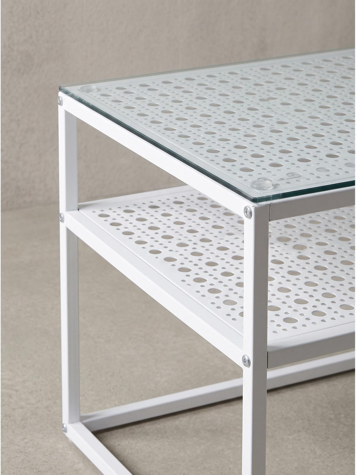 COUCHTISCH ALCUDIA, Einscheibensicherheitsglas, Weiß, 100 x 50 x 45 cm - Weiß, Glas/Metall (50/100/45cm) - KADIMA DESIGN