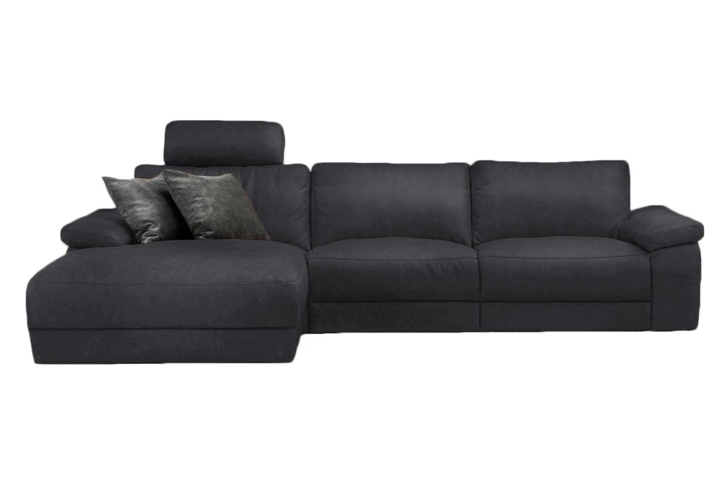 ECKSOFA XL MOTORISCHER RELAXFUNKTION LOLA Schwarz Leder Relaxfunktion - Schwarz, Leder (304/178cm) - KAWOLA