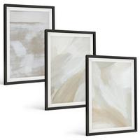 BILDER SET 3er Set - 40x60 cm Schwarzer Rahmen - Abstrakte Pinselstriche - Schwarz, Kunststoff (40/60cm) - TULUP