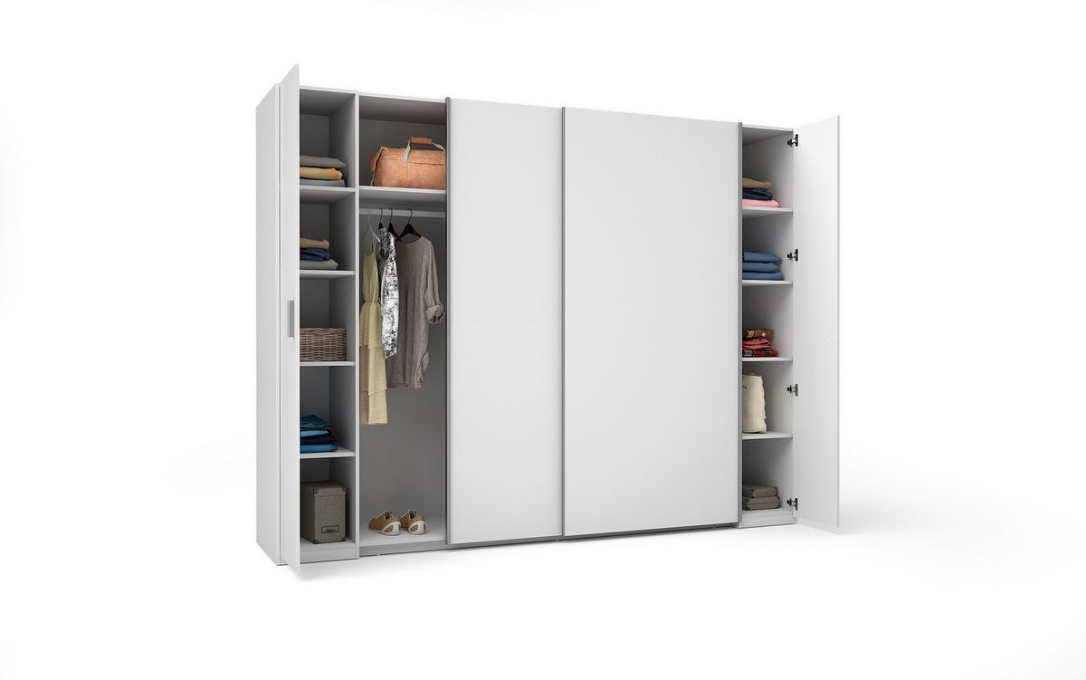 KLEIDERSCHRANK Weiß, Grau 270/208/61 - Weiß/Grau, Holzwerkstoff (270/208/61cm) - RAUMHIRSCH FURNITURE
