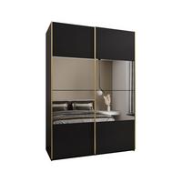 SCHWEBETÜRENSCHRANK 245,5/170/64 2-türig - Goldfarben/Schwarz, Holz/Metall (170/245/64cm) - Abiks Möbel