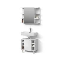 BADMÖBEL-SET Fucino Weiß Hochglanz 2 Teile - Weiß Hochglanz, Holzwerkstoff (80/64/21cm) - Livinity®