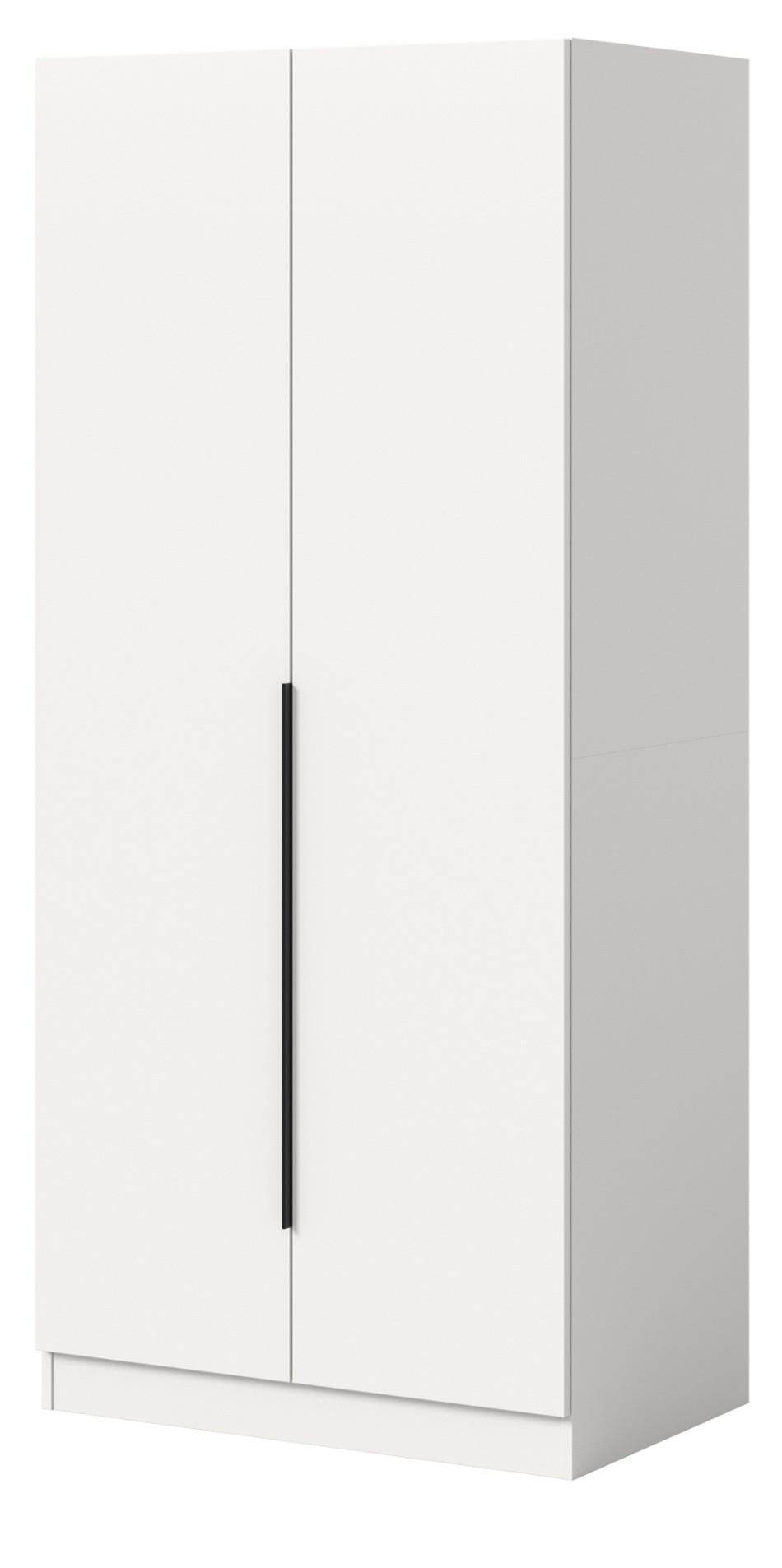 KLEIDERSCHRANK weiß 2-türig 80 x 181 cm, Drehtürenschrank mit zusätzlichen Einlegeböden - Schwarz/Weiß, Holzwerkstoff/Kunststoff (80/181/52cm) - Inn.Furn