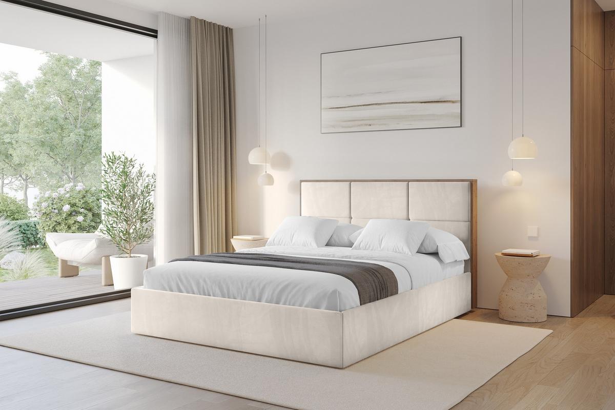 POLSTERBETT mit Bettkasten und Lattenrost, Boxbett ohne Matratze - LILA 140x200 Beige - Greige, Holzwerkstoff/Textil (140/200cm) - ALTDECOR
