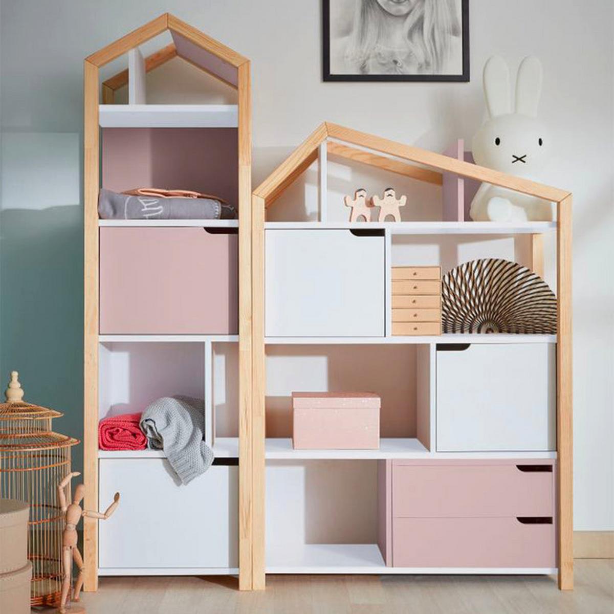 BÜCHERREGAL Rosa und weiß - Weiß, Holzwerkstoff (46/160/37cm) - Petits-meubles