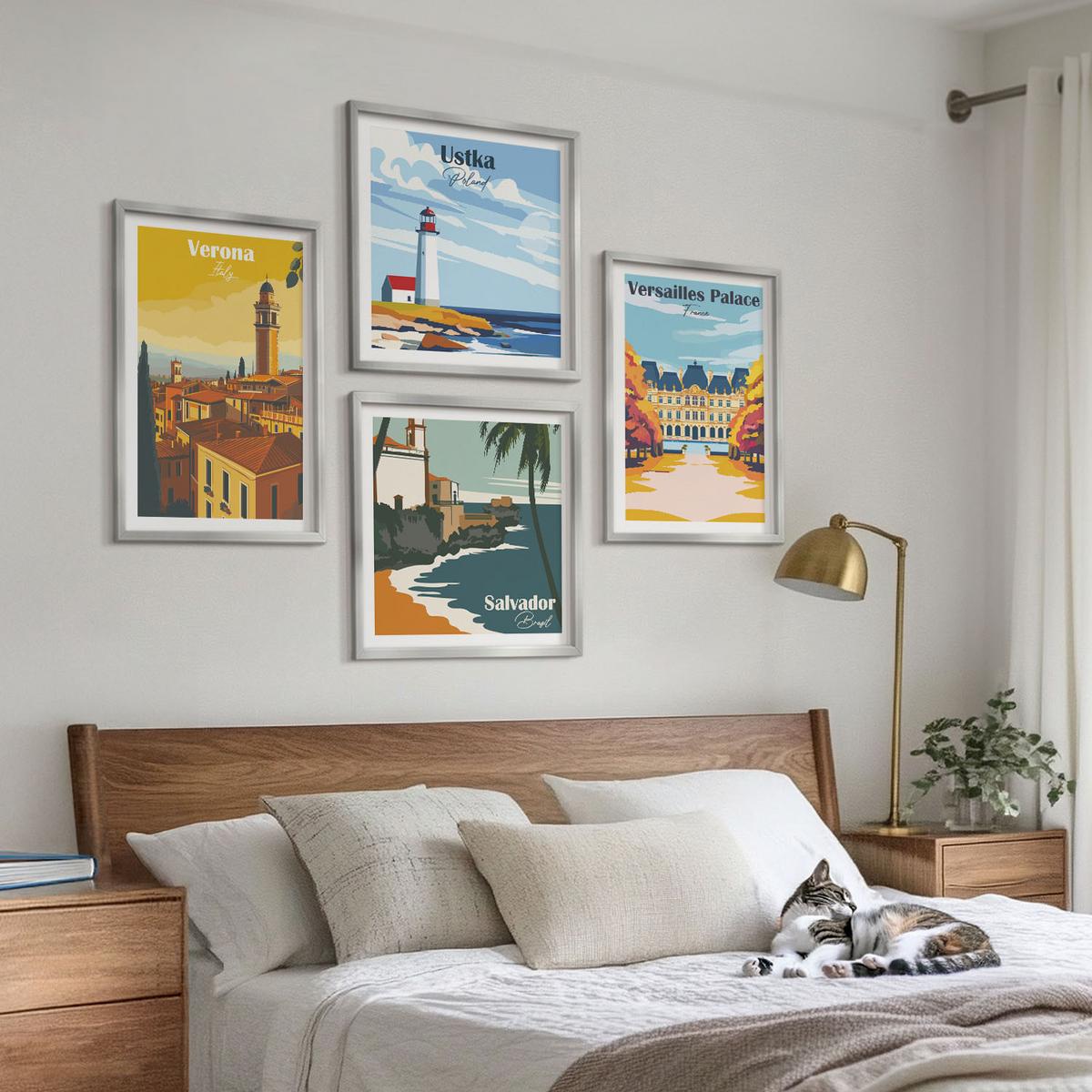 BILDER SET 4er Set - 50x50 cm & 40x60 cm Silberner Rahmen - Blicke auf berühmte Orte am Meer - Silberfarben, Kunststoff (50/50cm) - TULUP