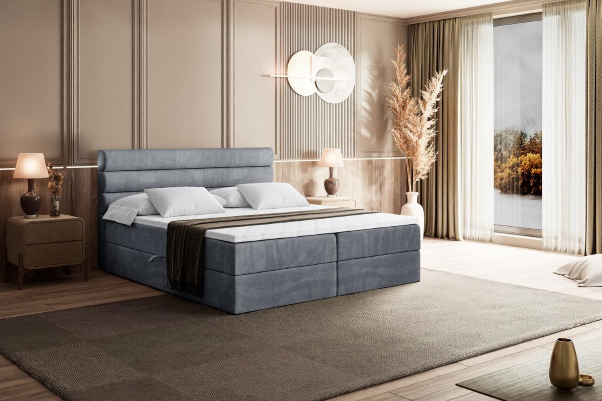 BOXBETT mit Matratze H4 und Lattenrost - CELESTIA - 120x200 cm - H4 - Grau - Grau, Holzwerkstoff (120/200cm) - ALTDECOR