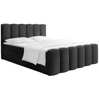 BOXBETT Serenity mit Bettkasten, Boucle Schwarz 120x200 cm – inkl. H4 Taschenfederkern Matratze & Foam Topper - Schwarz, Holz/Holzwerkstoff (120/200cm) - WFL GROUP